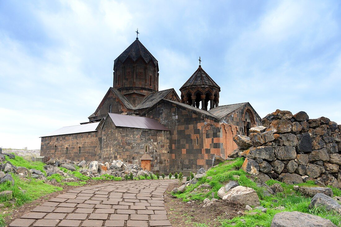 Path to Howhannawank Monastery at Ashtarak, north of Yerevan, Armenia, Asia