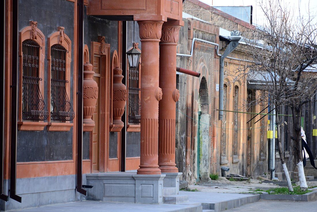 Old Russian architecture in the old town of Gyumri, northern Armenia, Asia