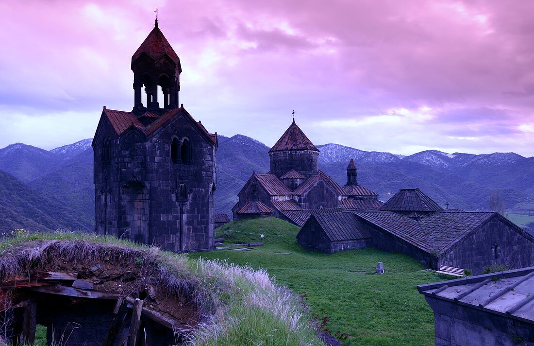 Evening light of Haghpat Monastery complex near Alverdi, Caucasus, northern Armenia, Asia