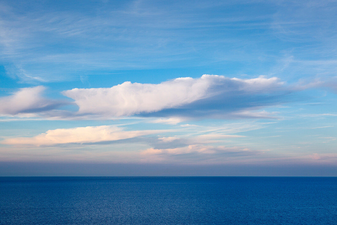 Clouds over the sea, view from the Königsstuhl, Jasmund National Park, Rügen, Baltic Sea, Mecklenburg-Vorpommern, Germany