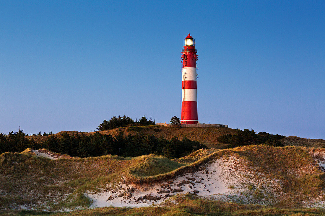 Lighthouse in the dunes, Amrum, North Sea, Schleswig-Holstein, Germany