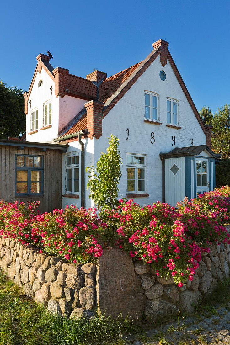 Flower arrangement at the Friesenhaus, Amrum, North Sea, Schleswig-Holstein, Germany