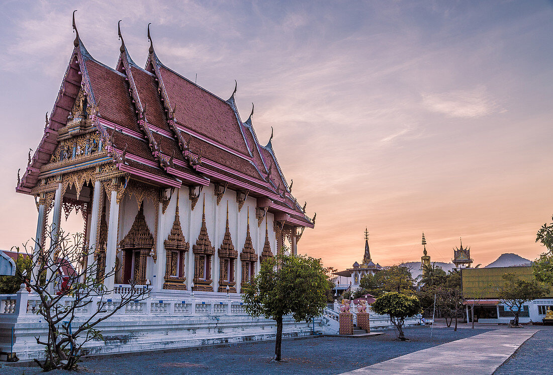 Temple in Hua Hin Thailand at sunset