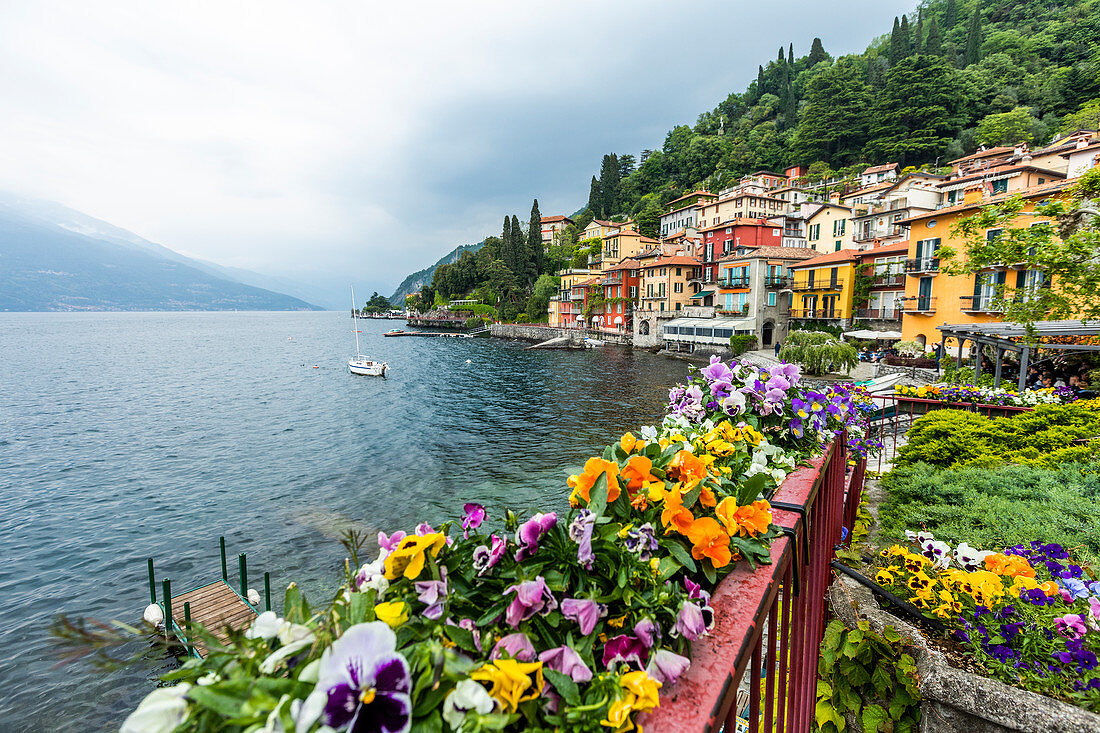 Blumen in der Stadt von Varenna, Comer See, Italien