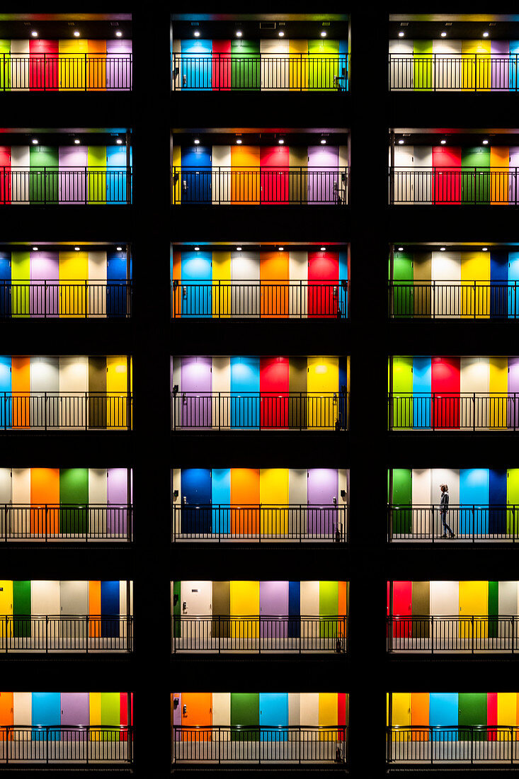 Colourful doors of Soho house, Tokyo, Japan, Asia