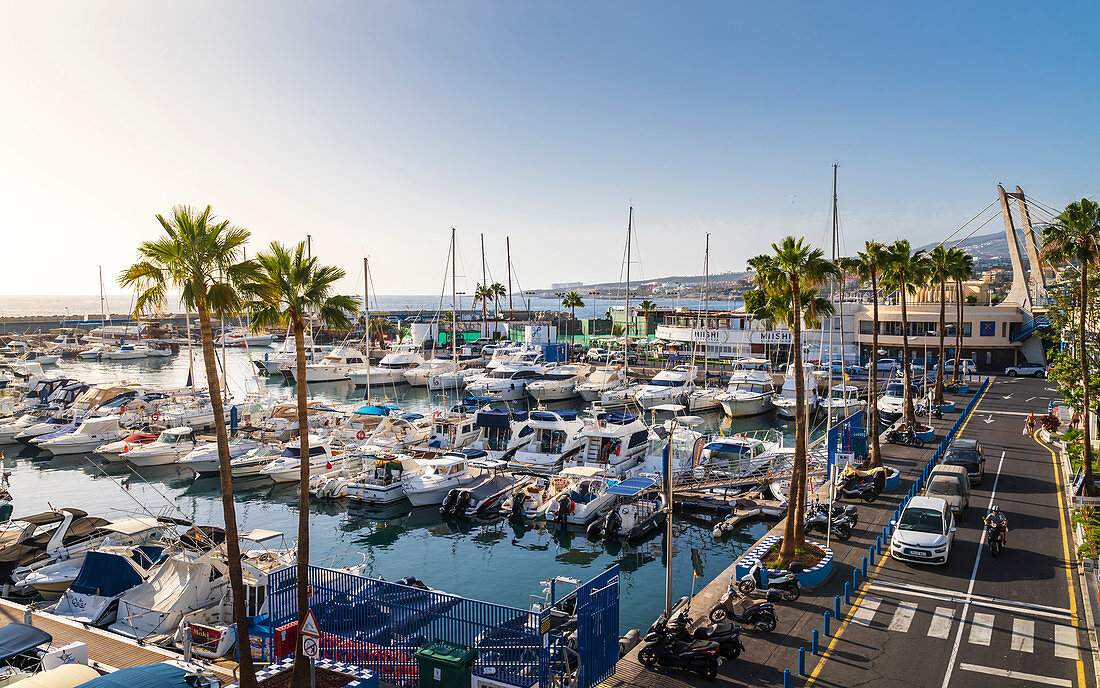 Boating port with larger sailboats in Tenerife, Canary Islands, Spain, Atlantic, Europe