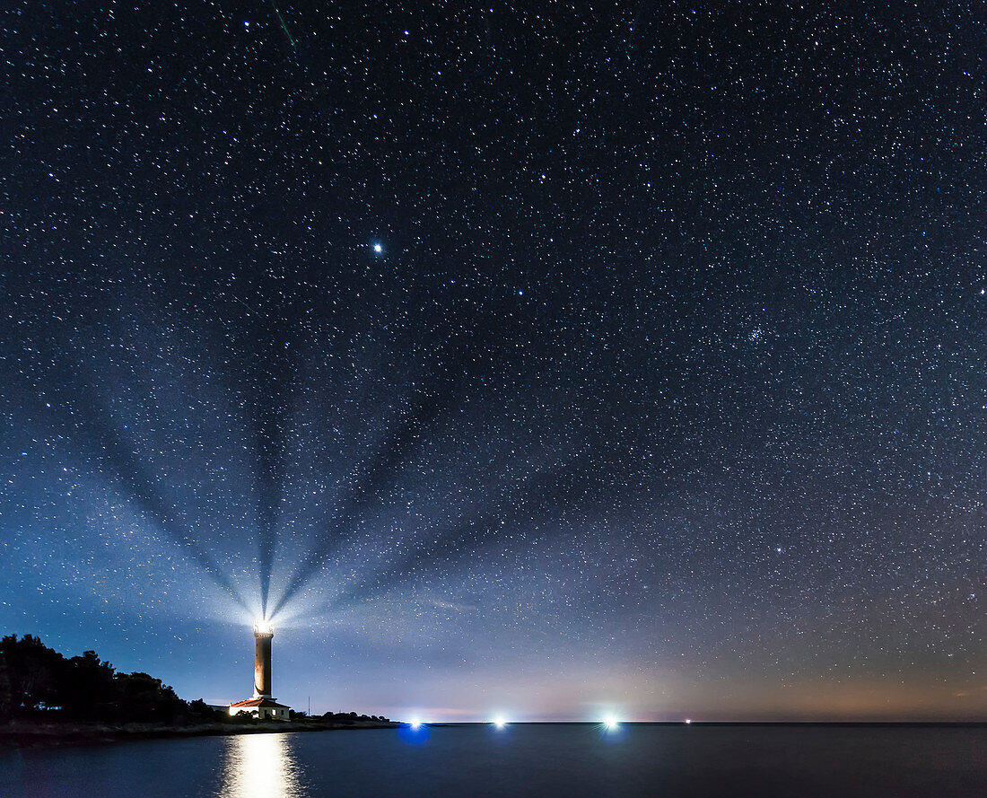 Lighthouse of Dugi Otok at night, Croatia