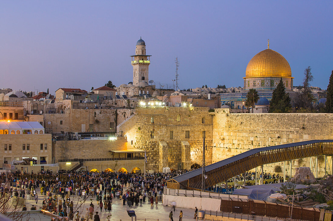 Klagemauer und der Felsendom, alte Stadt, UNESCO-Welterbestätte, Jerusalem, Israel, Mittlerer Osten