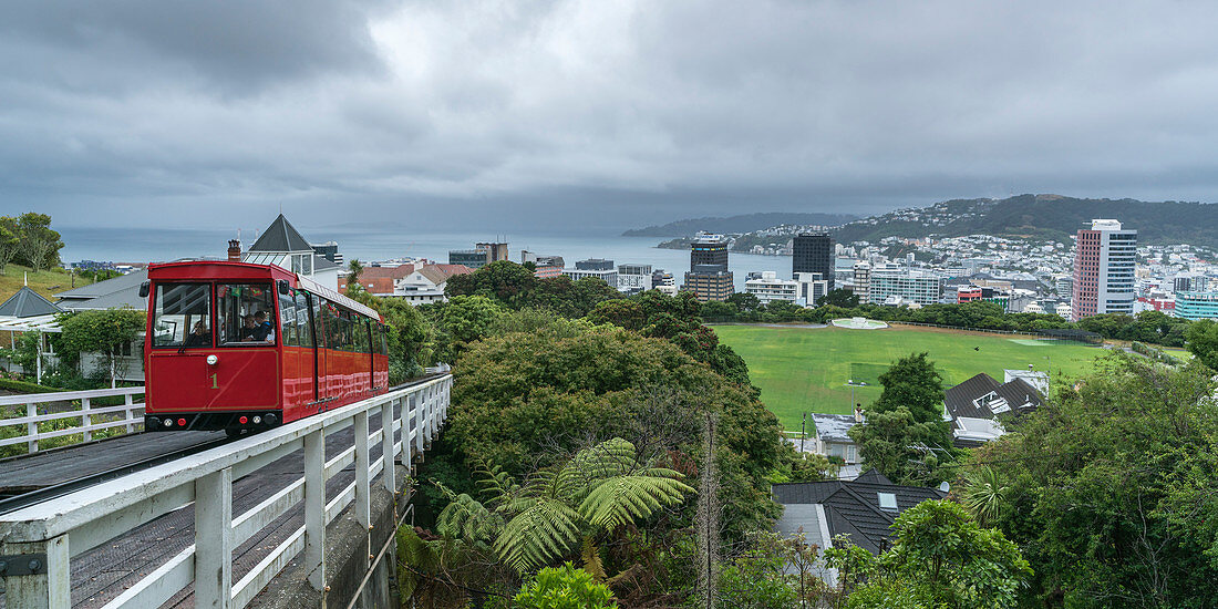 Cable car in Wellington, North Island, New Zealand.