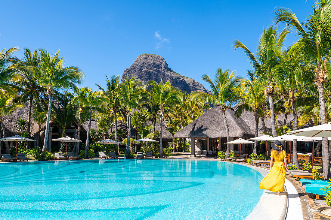 Der Swimmingpool des Beachcomber Paradis Hotels, Halbinsel Le Morne Brabant, Schwarzer Fluss (Riviere Noire), Mauritius