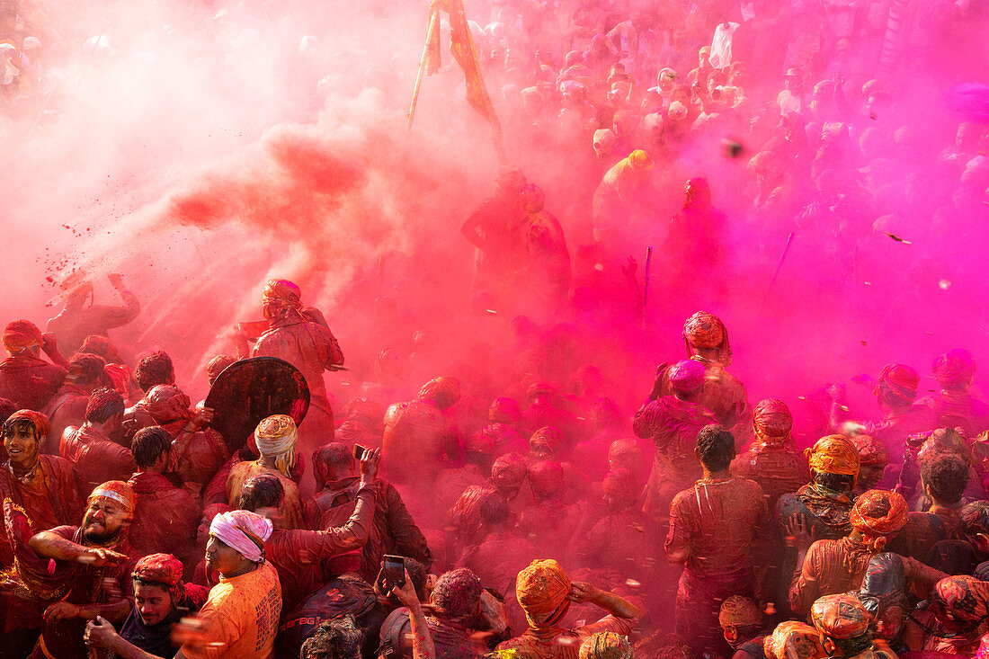 Asia, India, Uttar Pradesh, Mathura. Lathmar Holi Festival