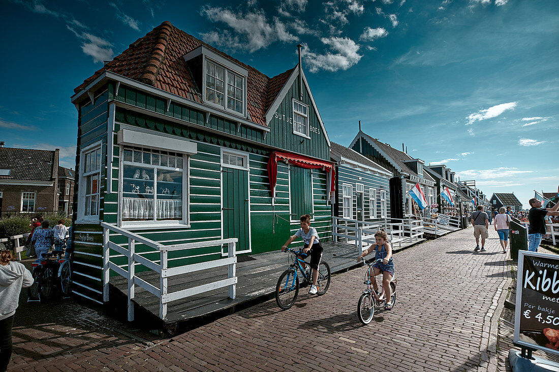 Harbor promenade on the island Marken, North Holland, Netherlands