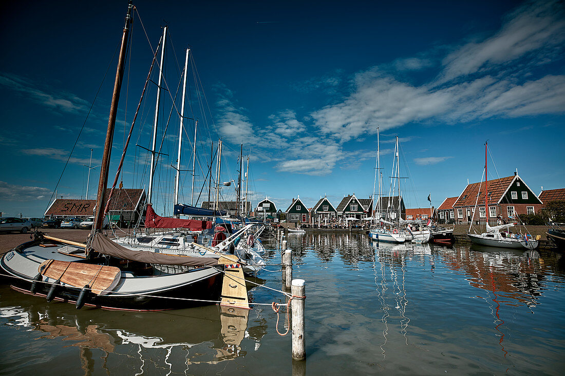 Boats in the harbor of the island Marken, North Holland, Netherlands