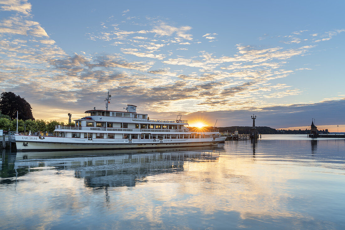 Hafen am Bodensee mit Imperia und Leuchtturm, Konstanz, Baden, Baden-Württemberg