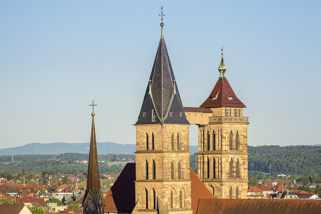 St. Dionys church in Esslingen am Neckar, German half-timbered street, Swabia, Baden-Wuerttemberg
