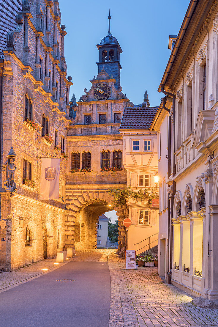 Maintor und Rathaus in Marktbreit, Unterfranken, Franken, Bayern