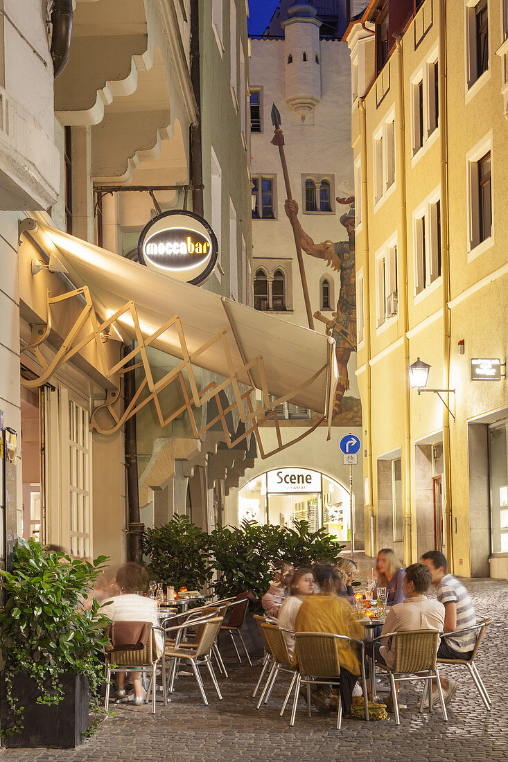 Cafes in the old town, Regensburg, Upper Palatinate, Bavaria