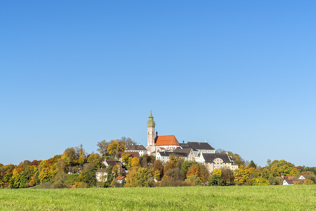Pilgrimage church Kloster Andechs on the "sacred mountain of Bavaria", Fünfseenland, Upper Bavaria, Bavaria, Germany