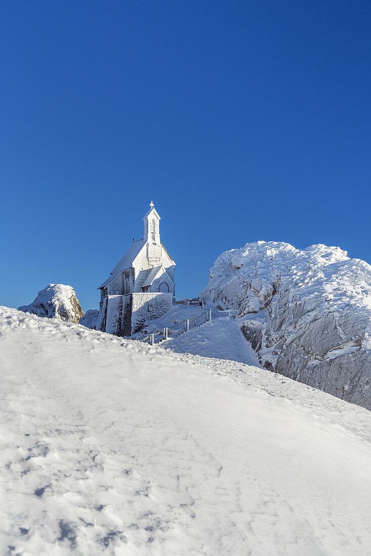 Church Patrona Bavariae am Wendelstein (1838 m), Mangfallgebirge, Bayerischzell, Upper Bavaria, Bavaria, Germany