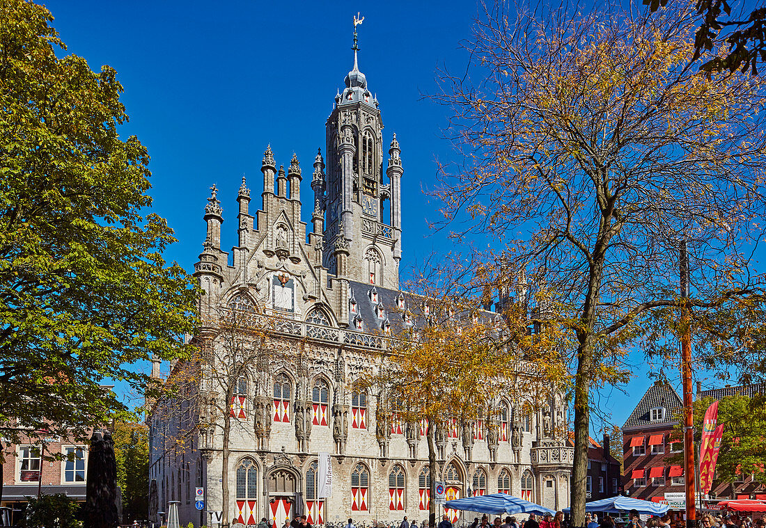 Rathaus (Stadhuis) am Markt in Middelburg, Halbinsel Walcheren, Provinz Zeeland, Nordsee, Niederlande, Holland 