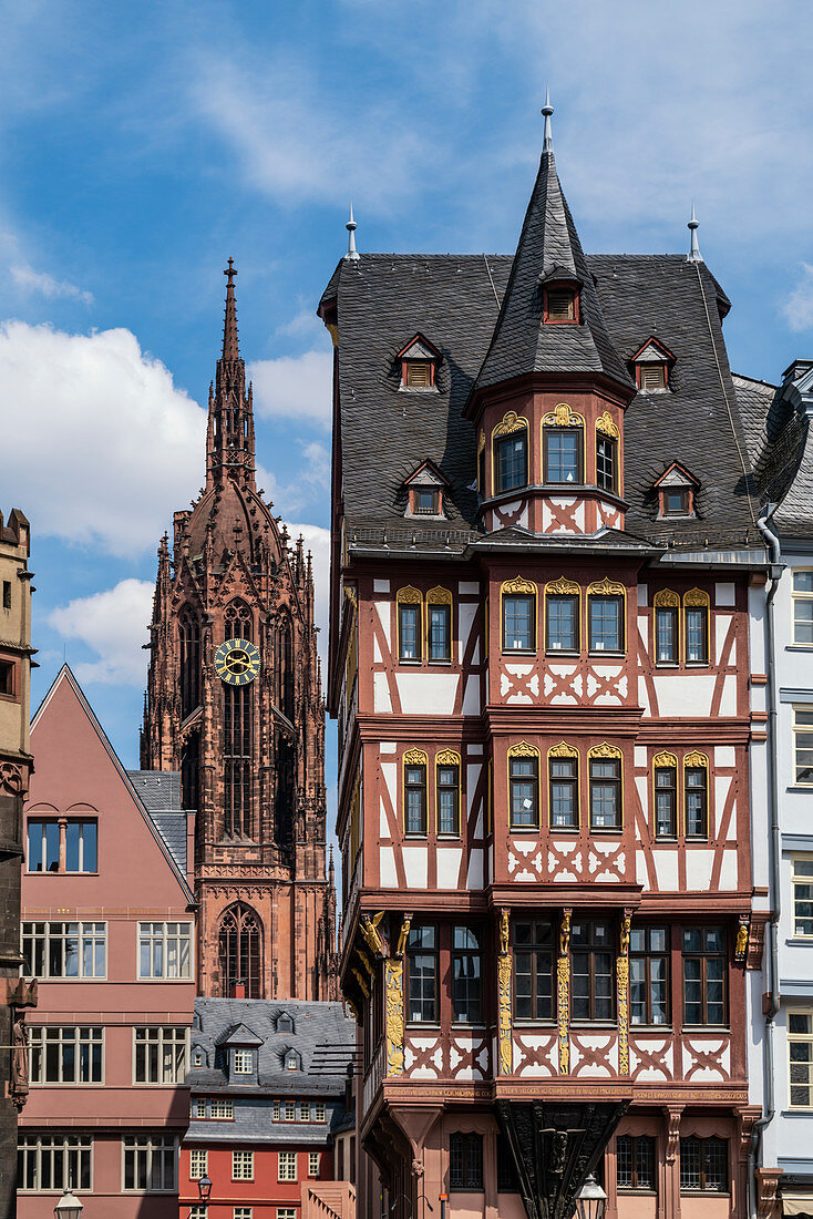 Historic half-timbered houses on Römerberg in Frankfurt am Main