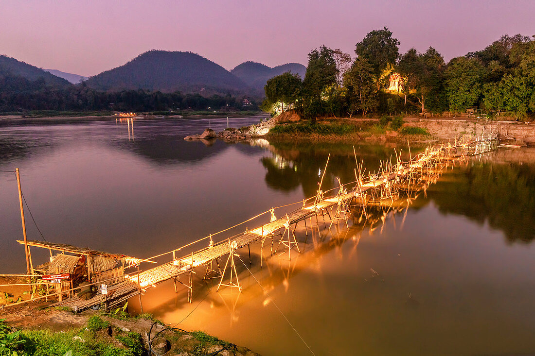 Bamboo bridge at the Mekong, Luang Prabang, Laos