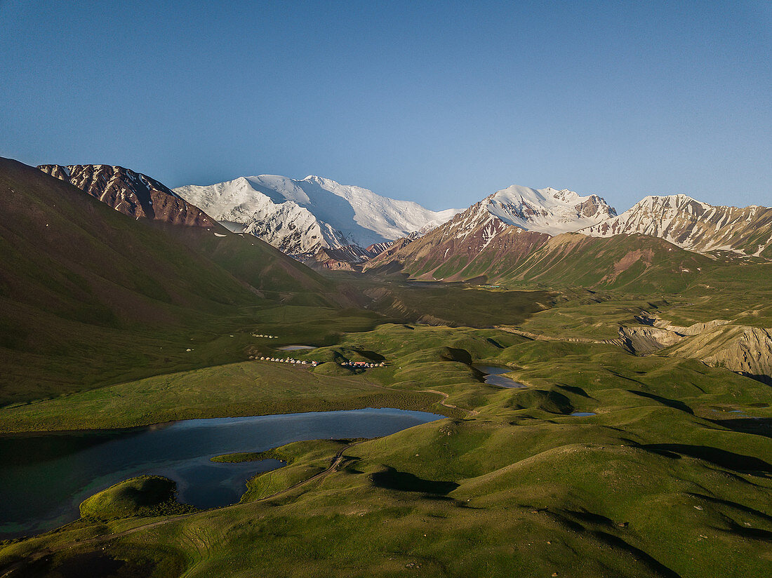 Pik Lenin in Kyrgyzstan, across the Transalai Mountains the Pamir Highway leads to Tajikistan