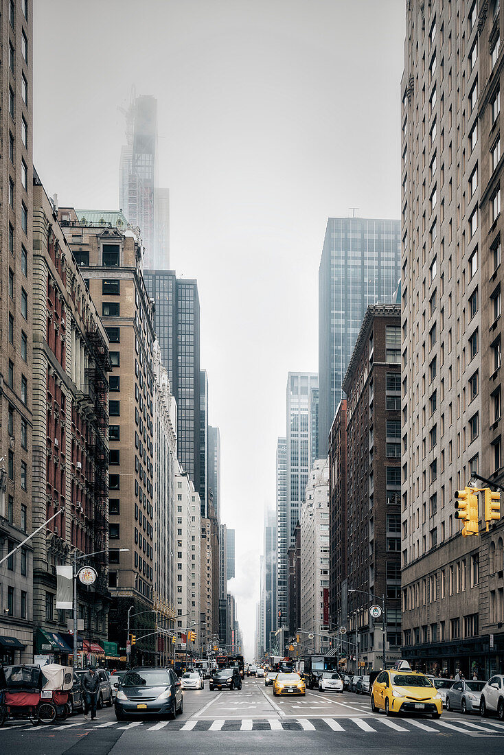 New York City street and buildings, Sixth Avenue, New York, USA