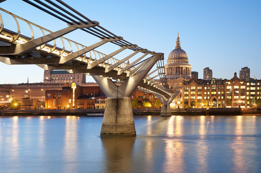 Millennium Bridge and St Paul's at Sunset,London, England, UK