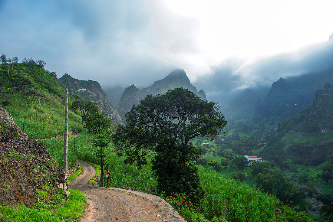 Cape Verde, Island Santo Antao, landscapes, mountains, green valley, hiking