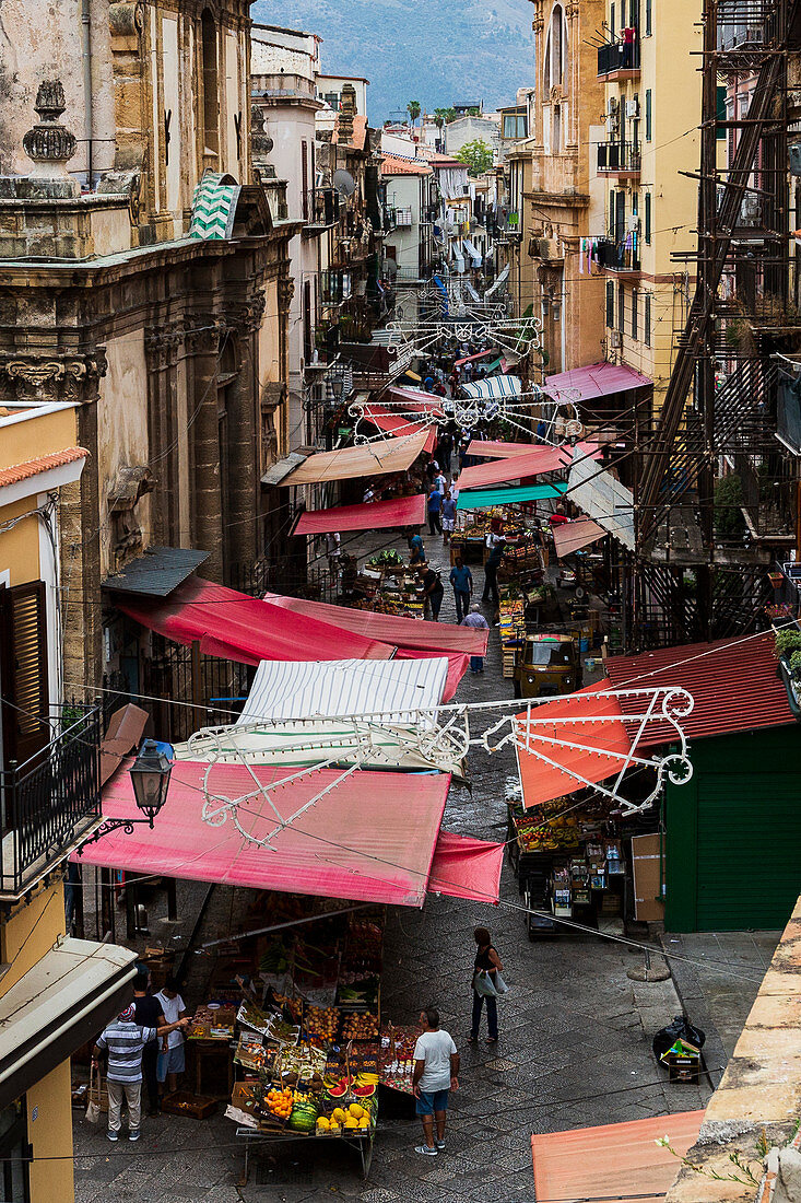 View of the market and the Estates of Palermo, Sicily