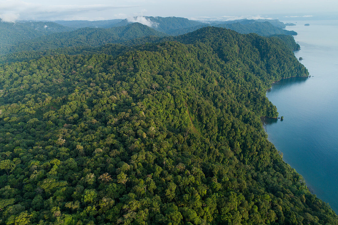 Berge entlang See und Chocó Regenwald, Nationalpark Utria, Kolumbien