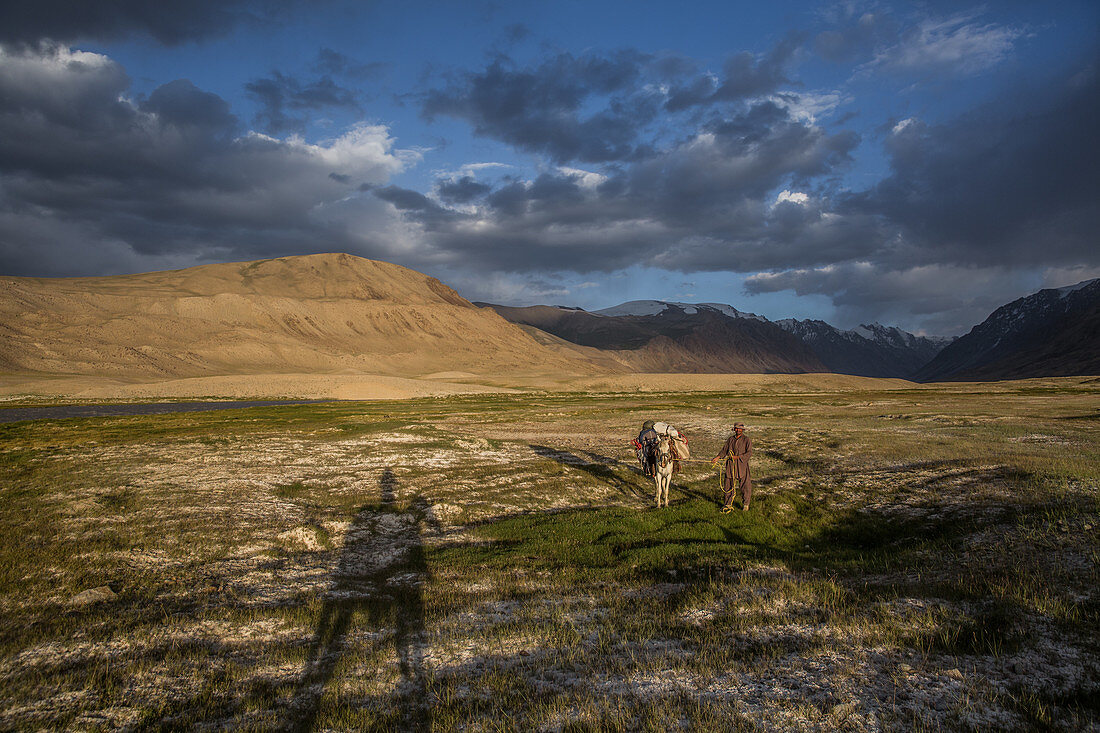 Rider with horse in the Pamir, Afghanistan, Asia