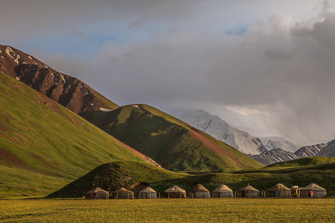 Yurt camp in Transalaie mountains, Kyrgyzstan, Asia