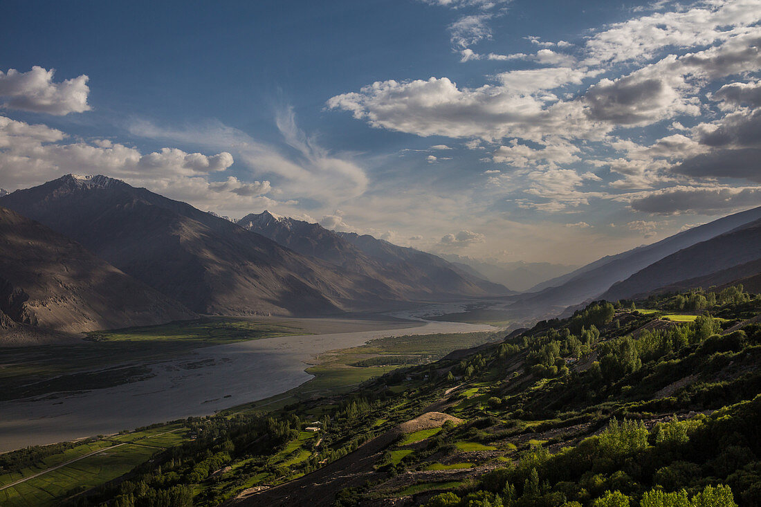 Fluss Panj im Wakhan, Grenze Afghanistan und Tadschikistan, Asien