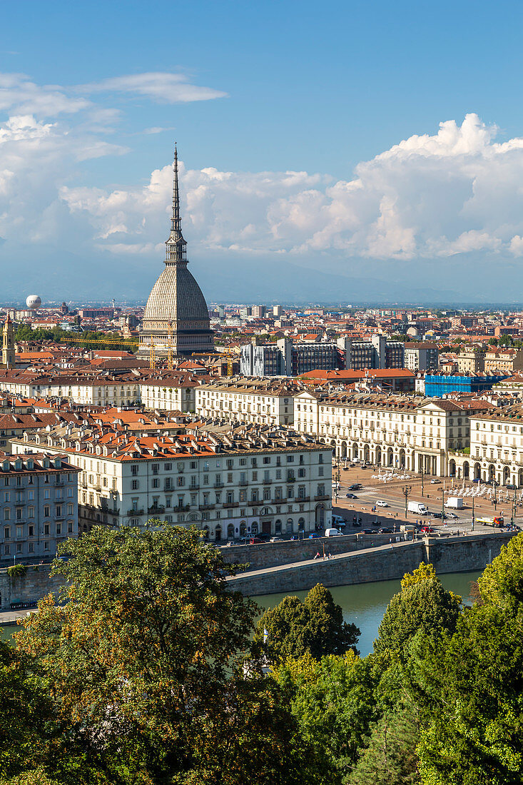 Blick auf Turin von Santa Maria del Monte-dei Cappuccini, Turin, Piemont, Italien, Europa