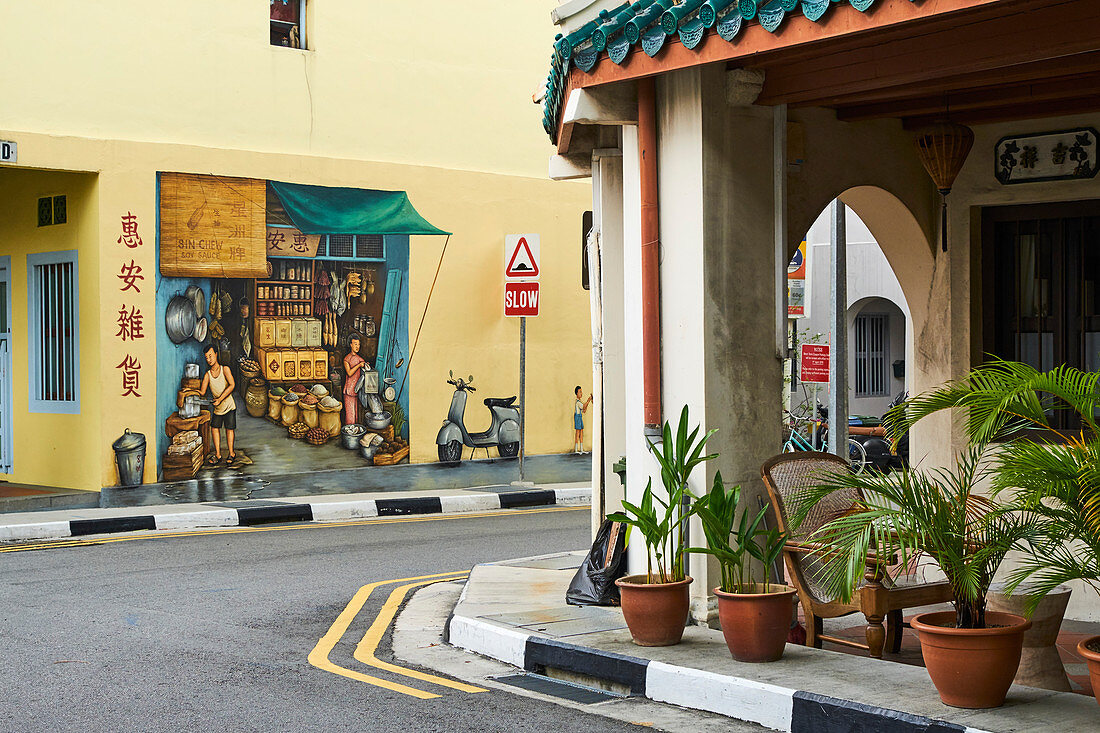 Wandmalerei Chinatown, Singapur, Südostasien, Asien