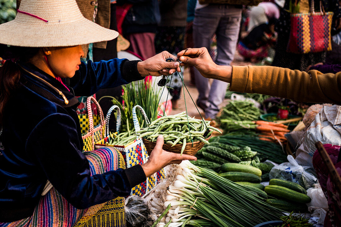 Pindaya-Lebensmittelmarkt, Shan State, Myanmar (Birma), Asien