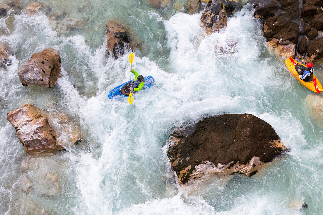 Soca-Fluss nahe Bovec, Slowenien