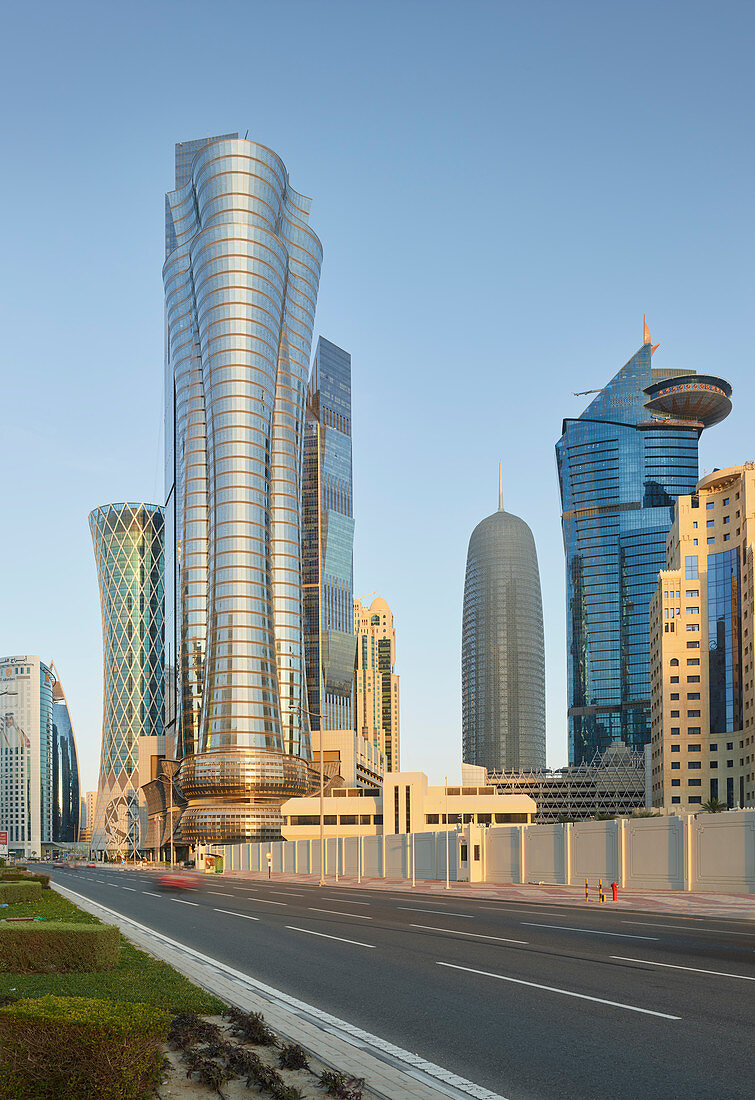 Skyscrapers, Majlis Al Taawon Street, West Bay, Diplomatic Area, Doha, Qatar
