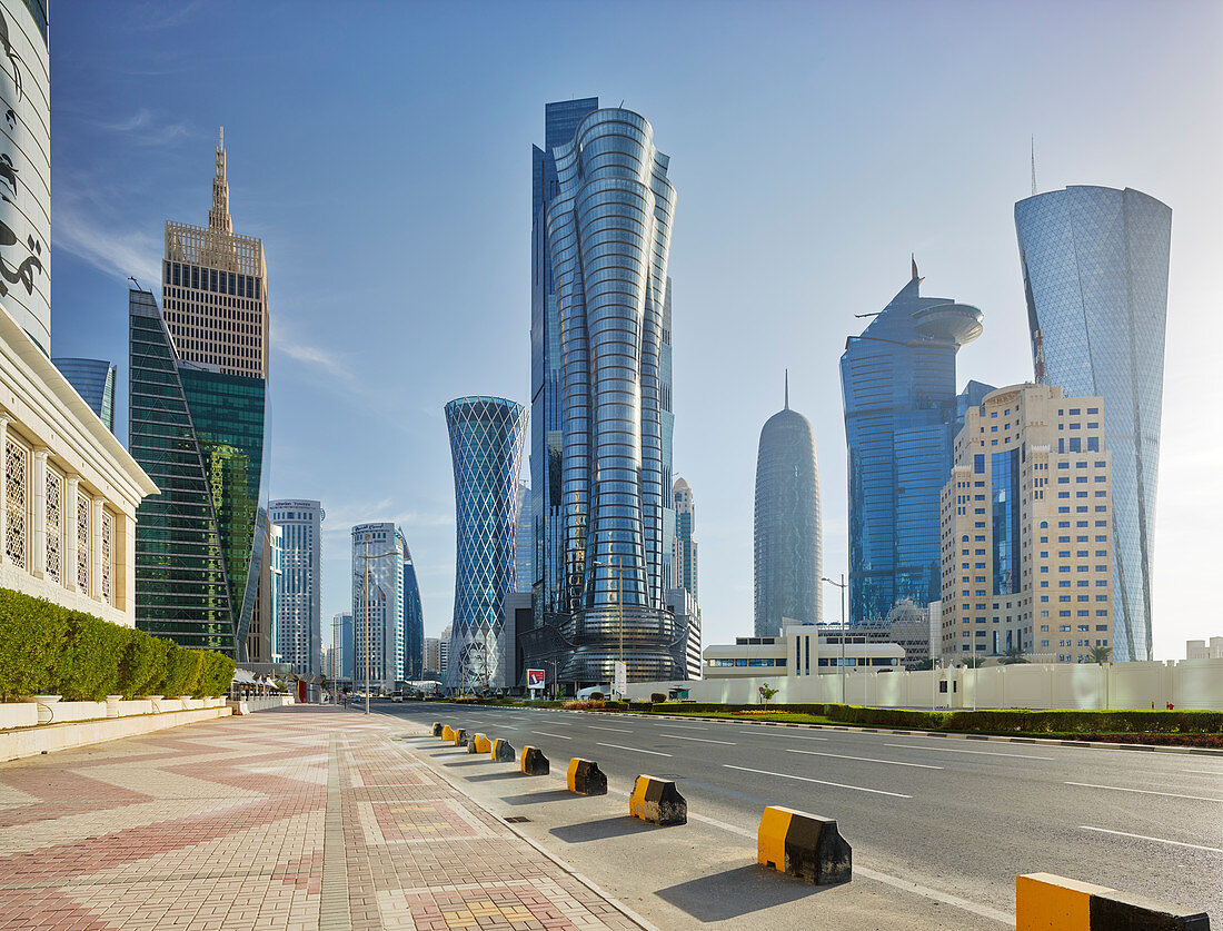 Skyscrapers, Majlis Al Taawon Street, West Bay, Diplomatic Area, Doha, Qatar