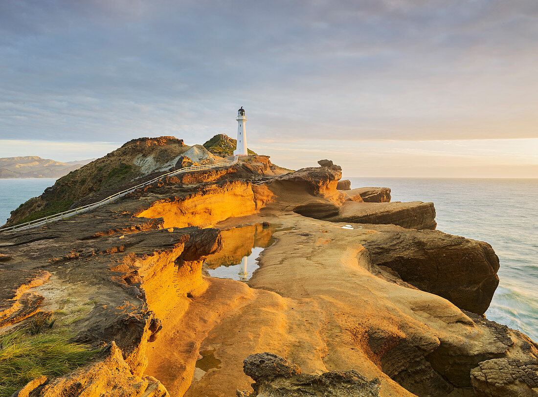 Castle Point Leuchtturm, Sandstein, Wellington, Nordinsel, Neuseeland, Ozeanien