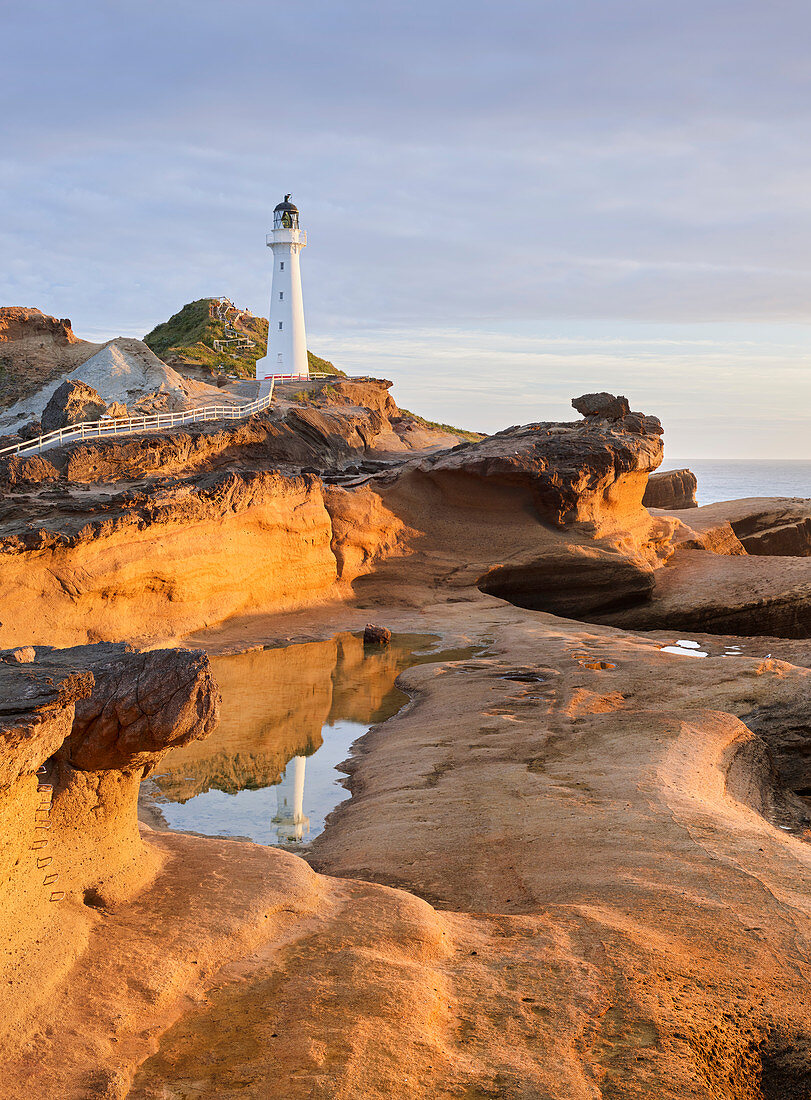 Castle Point Lighthouse, Sandstone, Wellington, North Island, New Zealand, Oceania