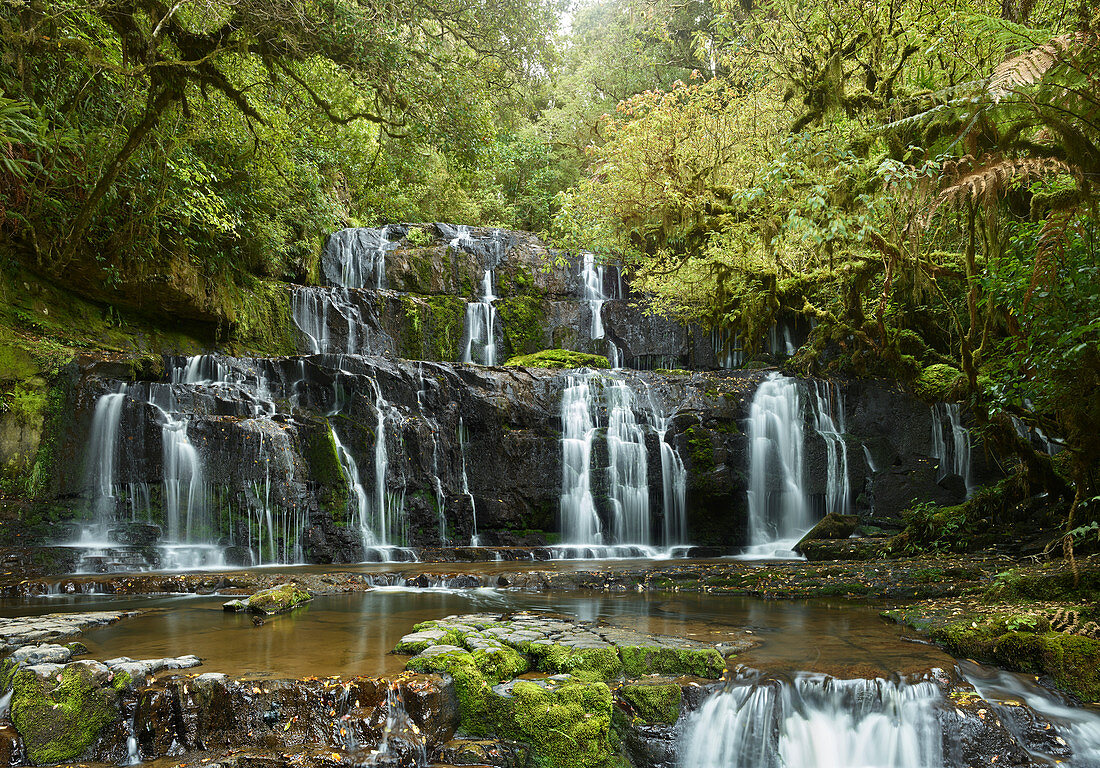 Purakaunui Falls, Catlins, Otago, Südinsel, Neuseeland, Ozeanien
