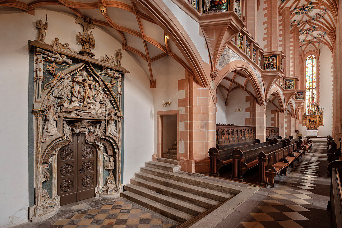Portal to the old Sakrestei, Sankt Annenkirche, UNESCO World Heritage Montanregion Erzgebirge, Annaberg, Saxony