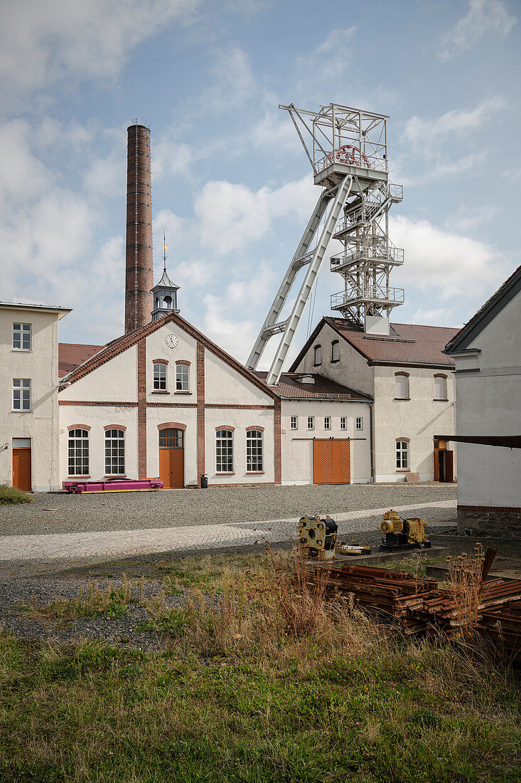 Fortress tower at the silver mine &quot;rich coal mine&quot;, Bergakademie Freiberg, UNESCO world heritage Montanregion Erzgebirge, Freiberg, Saxony