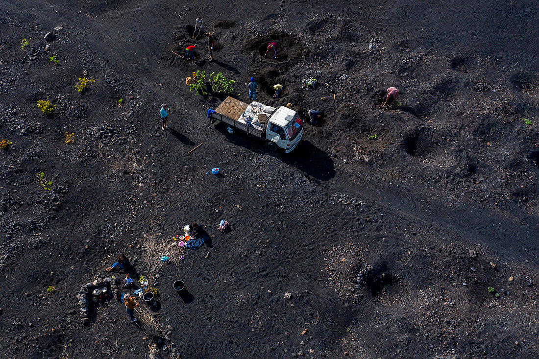 Cape Verde, Fogo Island, aireal, lava, vulcano, farmers, wine planting