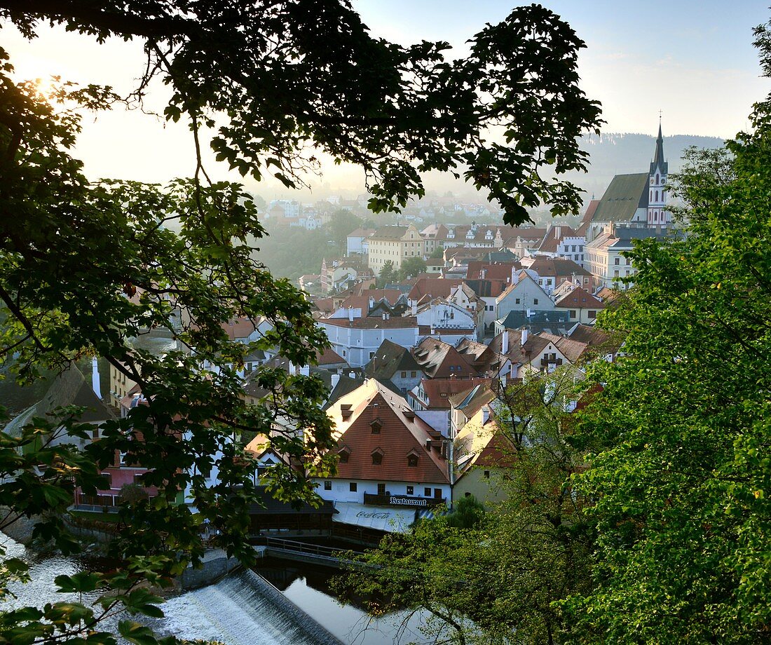 Blick vom Schloss, Krumau an der Moldau, Süd-Böhmen, Tschechien