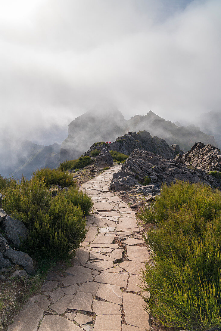 Mist on the mountains of Vereda do Areeiro, the trail that links Pico Ruivo to Pico do Arieiro. Funchal, Madeira, Portugal, Atlantic, Europe