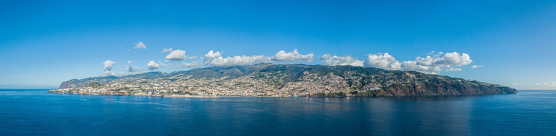 Drone panoramic photography of south of Madeira island, Madeira, Portugal, Atlantic, Europe